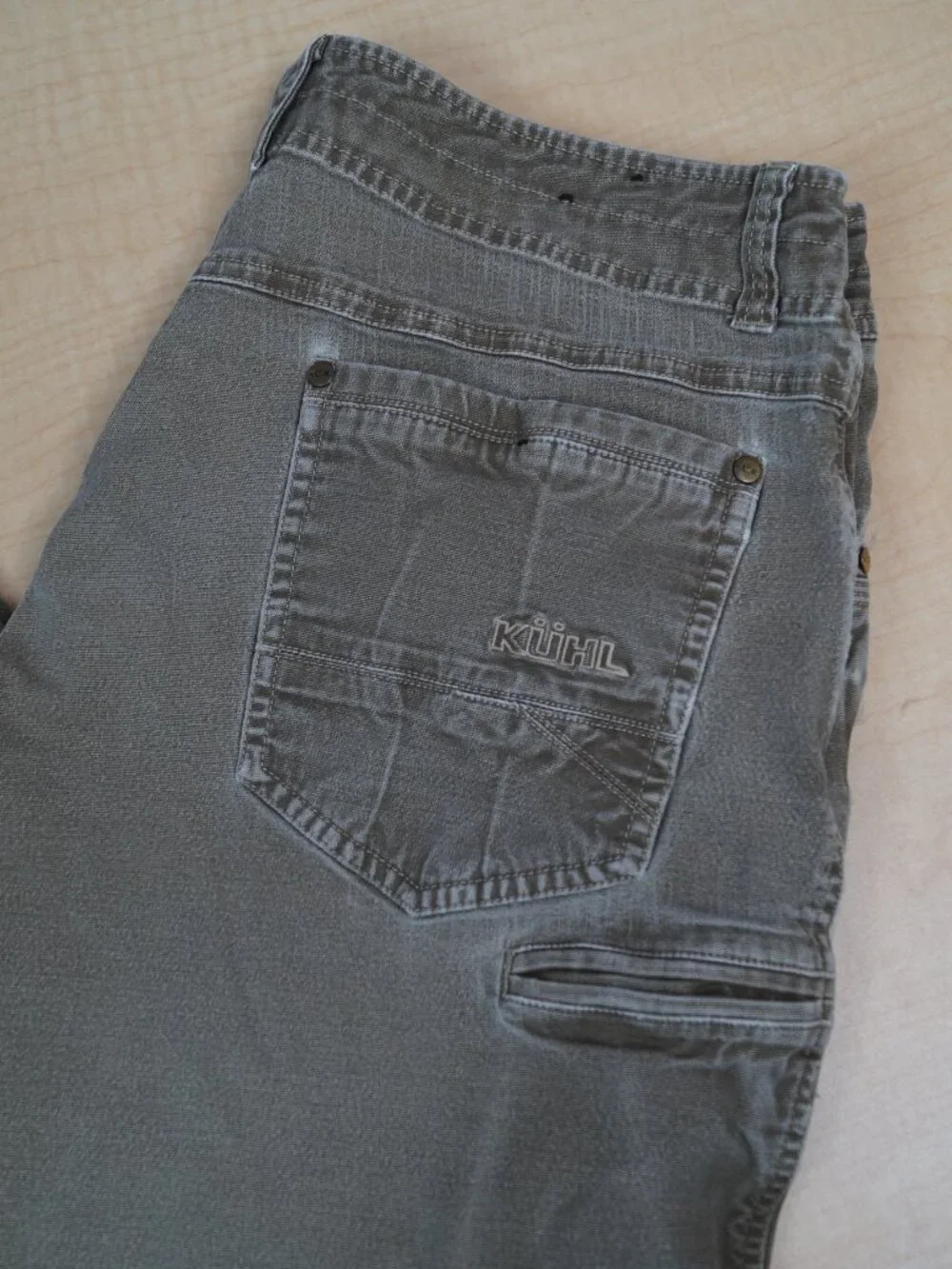 Kuhl Kanvus Jeans Khaki Stretch Canvas Articulated Knees Hiking Mens 36 x 31